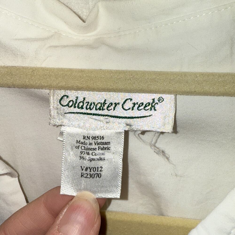 Coldwater Creek Womens White Button Up Shirt Size XL Cotton Stretch Career Work - Picture 3 of 9